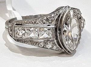 Vintage art deco Tiffany & Co Platinum ring Diamond marquise 1.45ct. VS1-F2.jpg