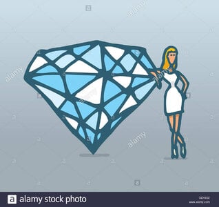 cartoon-illustration-of-a-woman-leaning-on-a-huge-diamond-GDK832.jpg
