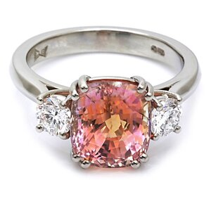 Platinum Padparadscha Sapphire and Diamond Trilogy Ring(1).jpg