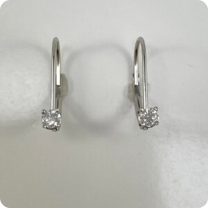 14K Diamond earrings, 14K white gold, approx .15 total, round brilliant cut diamonds, lever ba...jpg