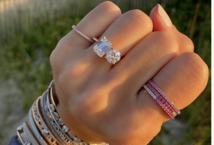 2 Stone Bezel Set Crossover Engagement Ring