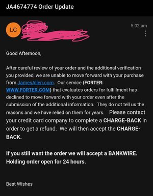 James allen on sale check order status