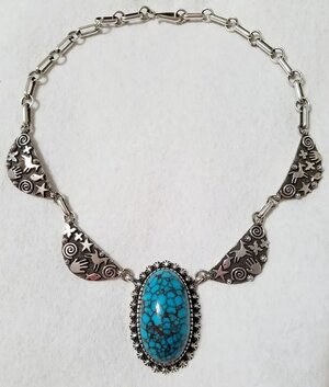 Egyptian spiderweb turquoise petroglyph necklace.JPG