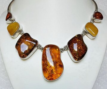 Baltic honey, green, white, and cognac amber necklace.JPG