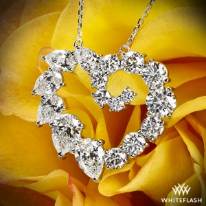 Custom Diamond Heart Pendant in 14k White Gold