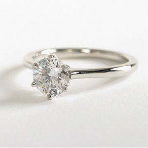 Petite Nouveau Six Prong Solitaire in Platinum