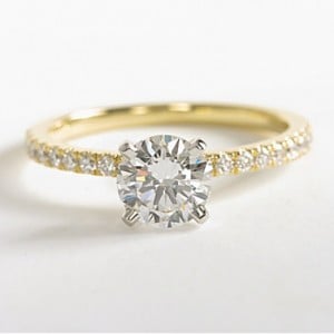 Petite Pave Diamond Engagement Ring in 18k Yellow Gold