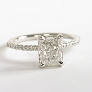 Petite Micropavé Diamond Engagement Ring in Platinum