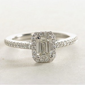 Media 'Emerald Cut Halo Diamond Engagement Ring' in category 'Blue Nile'