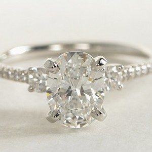 Petite Micropave Trio Diamond Engagement Ring
