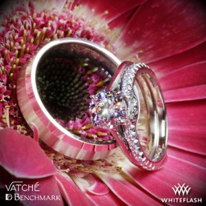 Vatche 1516 Inara Engagement Ring with Serenity and Benchmark Wedding Rings
