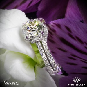Simon G MR2478 Caviar Diamond Engagement and Wedding Rings