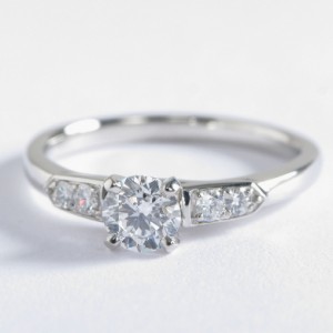 Monique Lhuillier Tapered Shoulders Diamond Engagement Ring