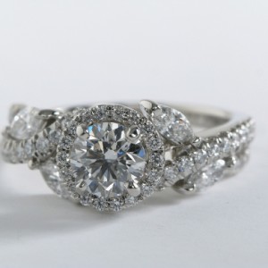 Monique Lhuillier Floral Halo Diamond Engagement Ring