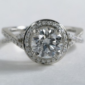 Monique Lhuillier Twist Halo Engagement Ring