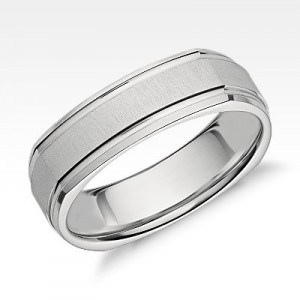 Square Brushed Inlay Wedding Ring in Platinum (6mm)