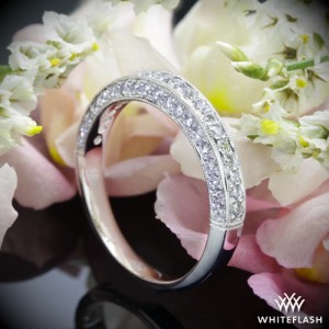 Three Sided Pave Diamond Wedding Ring in 18k White Gold
