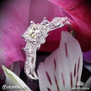 Verragio Twisted Shank Princess 3 Stone Engagement Ring set with 0.75ct A CUT ABOVE