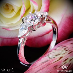 Vatche Round and Pear 3 Stone Diamond Engagement Ring
