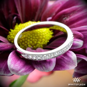 Legato Sleek Line Pave Diamond Wedding Ring with Milgrain
