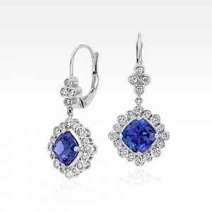 Tanzanite and Diamond Earrings in 18k White Gold