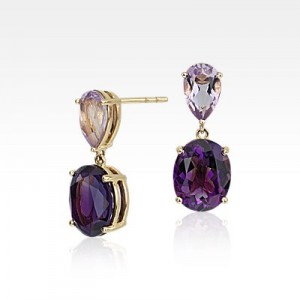 Media 'ZAC Zac Posen Amethyst and Rose de France Earrings in 14k Yellow Gold (10x8mm)' in category 'Blue Nile'