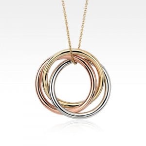 Infinity Rings Pendant in 14k Tri-Color Gold
