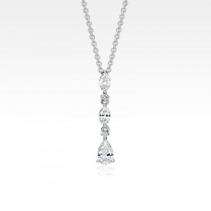 Trio Drop Diamond Pendant in 14k White Gold