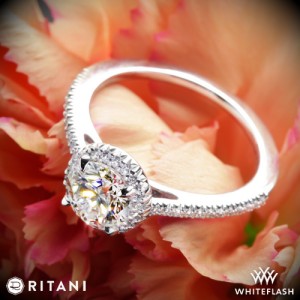 Ritani French Set Halo Diamond Engagement Ring set with a 1.156ct A CUT ABOVE
