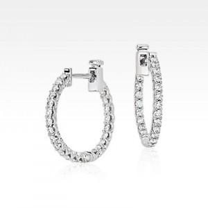 Diamond Hoop Earrings in 18k White Gold (.75 ct. tw.)