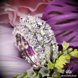 Custom Three Stone Diamond Engagement Ring with Custom Ring Guards