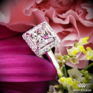 Custom Princess Halo Solitaire Engagement Ring
