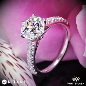 Ritani French Set Diamond Band Engagement Ring with a 1.845ct A CUT ABOVE