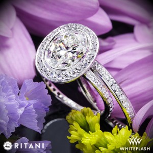 Ritani Endless Love Diamond Engagement and Wedding Rings with 2.05ct Oval