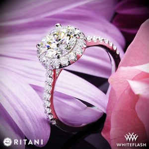 Ritani French Set Halo Diamond Engagement Ring set with a 1.52ct A CUT ABOVE