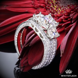 Custom Coeur de Clara Ashley 3 Stone Diamond Wedding Set with a 0.534ct A CUT ABOVE