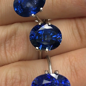 Three royal blue sapphires