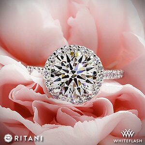 Ritani French-Set Halo Diamond Engagement Ring