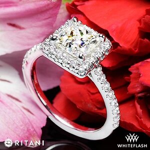 Ritani French-Set Halo Diamond Engagement Ring