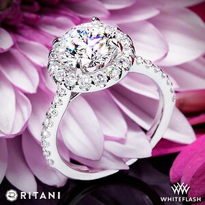 Ritani French-Set Halo Diamond Engagement Ring