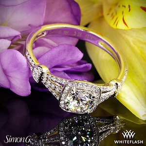 Simon G. Delicate Halo Diamond Engagement Ring