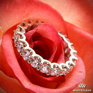 19 stunning A CUT ABOVE® Hearts and Arrows Diamond Melee set in Annette's U-Prong Eternity Diamond Wedding Ring