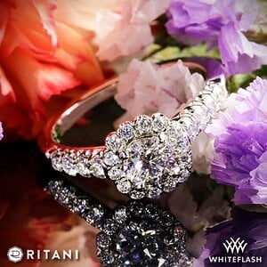 Ritani Masterwork Cushion Halo Diamond Engagement Ring