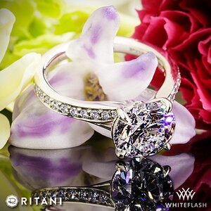 Ritani Modern Bypass Micropave Diamond Engagement Ring