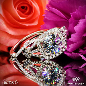 Simon G. Delicate Halo Diamond Engagement Ring