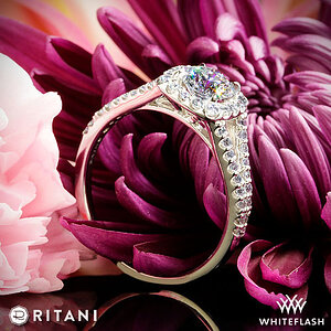 Ritani Cushion Halo V Diamond Engagement Ring