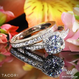 Tacori Dantela Crown Diamond Engagement Ring with Tacori Reverse Crescent Half Eternity Star Diamond Wedding Ring