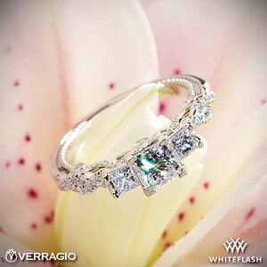 Verragio Beaded Braid Princess 3-Stone Engagement Ring