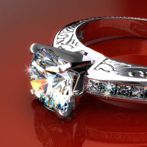 1218 - Engraved Channel Set Princess Cut Engagement Ring