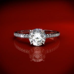17040W -Pave Set  4 Prong Diamond Engagement Ring